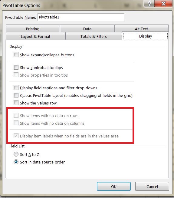 working option filter not excel Table Out Pivot Filter Greyed 2010 Value Excel