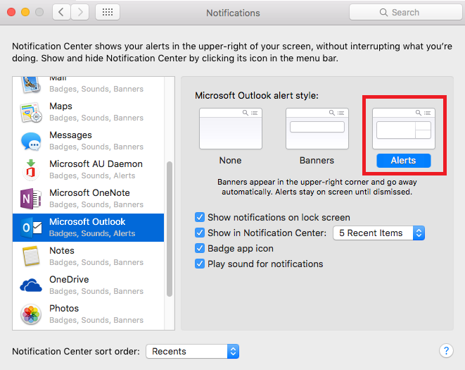 Outlook for mac notifications not working windows 10