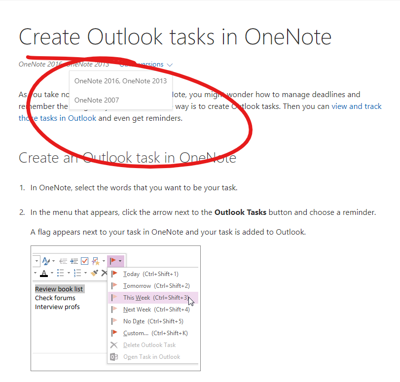 Onenote reminders