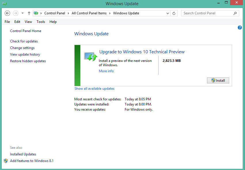 microsoft windows upgrade from 8.1 to 10
