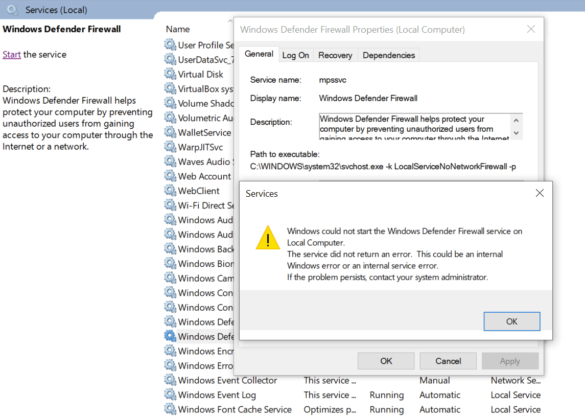 Solved - How To Enable Windows Defender Firewall Without Uninstalling ...