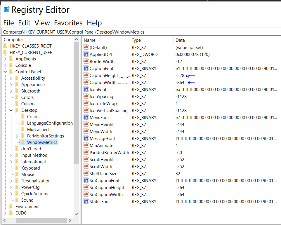caption-height-width-in-the-registry-changes-automatically