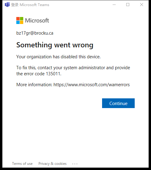 Microsoft problem error code 135011 - Microsoft Community