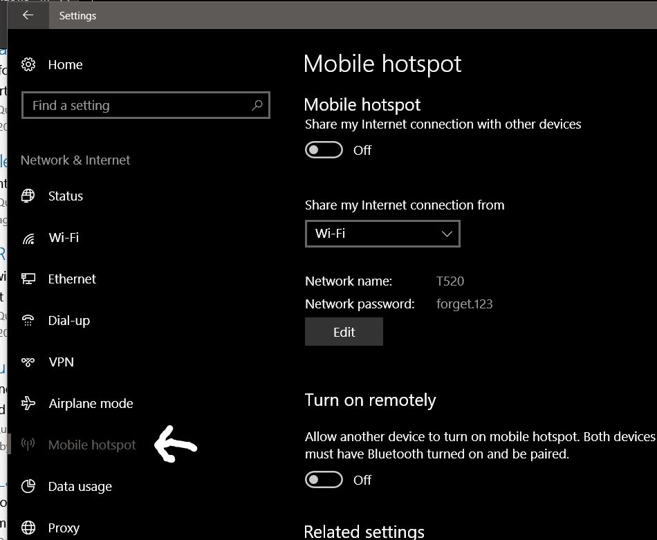 enable internet sharing windows 10