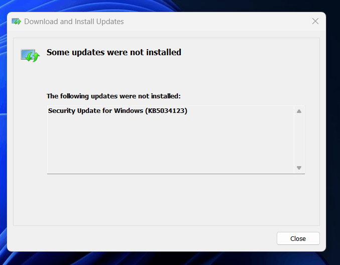 Cumulative Update For Windows 11 KB5034123 Install Error - 0x800f081f ...