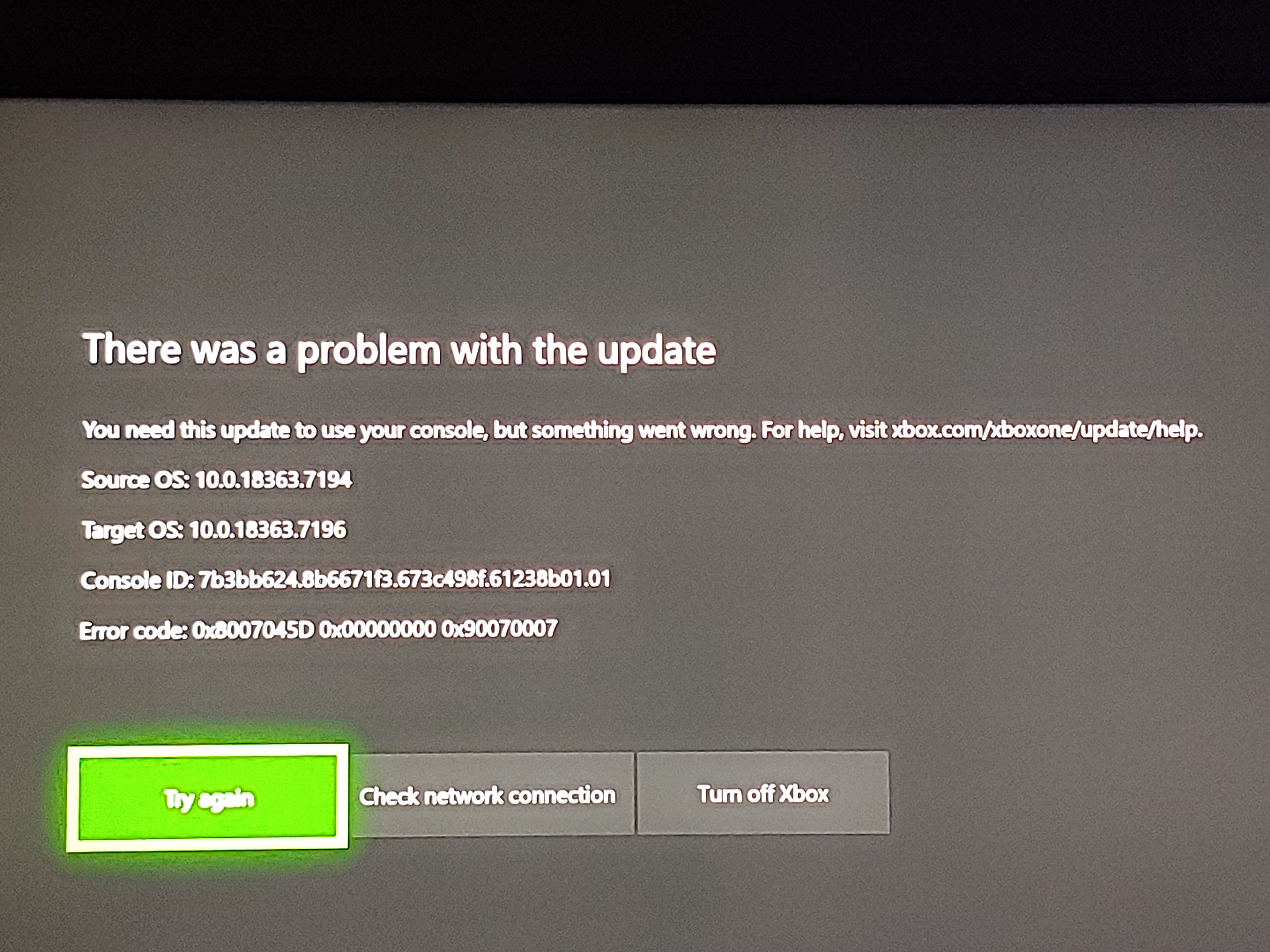 xbox force update to 10.0.18363.7196 which is not installing ...