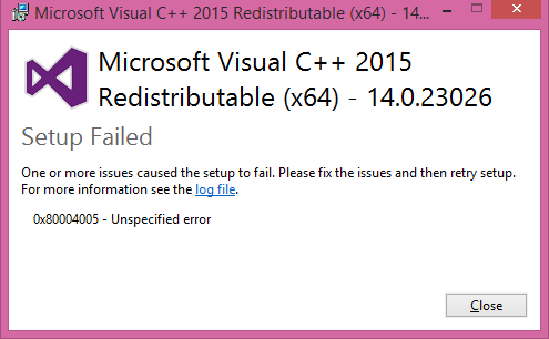 Can T Install Viual C Redistributable Microsoft Community