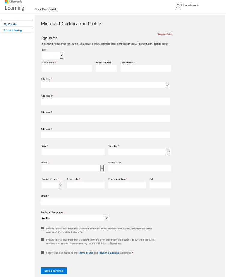 How To Create Microsoft Pearson Vue Id Training Certification And Program Support 9604