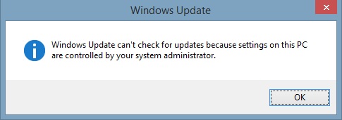 Unable to check Windows updates getting Error message 