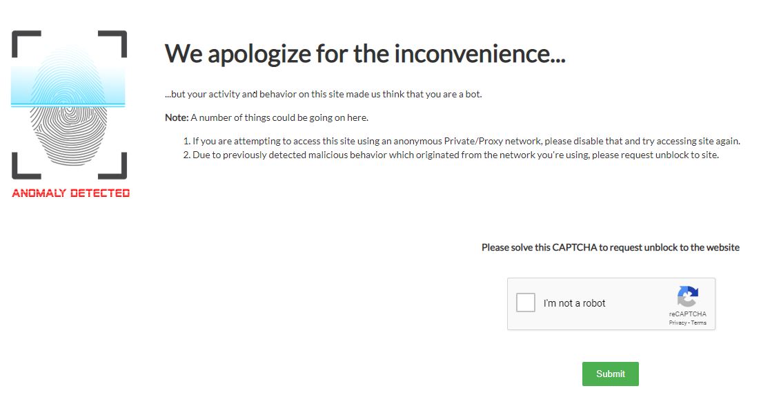 ShieldSquare Captcha Error - Anomaly Detected - Training, Certification ...