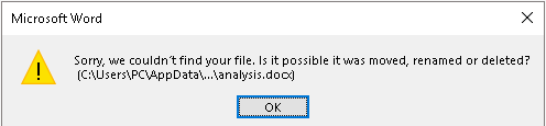 find sorry file moved couldn possible renamed deleted microsoft search couldnt tried disk recent message shows local but windows