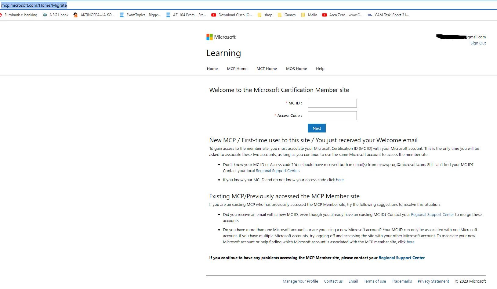 Cannot find my MC ID and Acces code - Training, Certification, and Program  Support