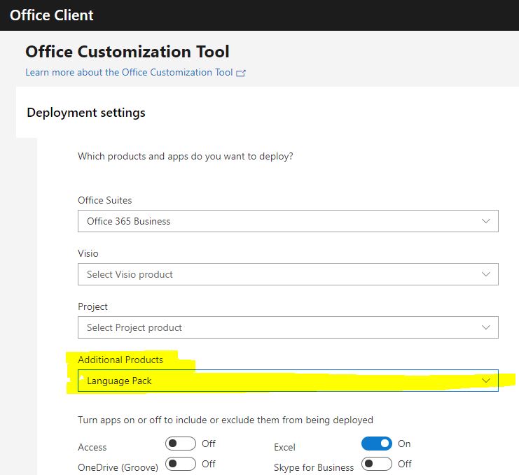 Office Deployment Tool not available with other languages? Microsoft