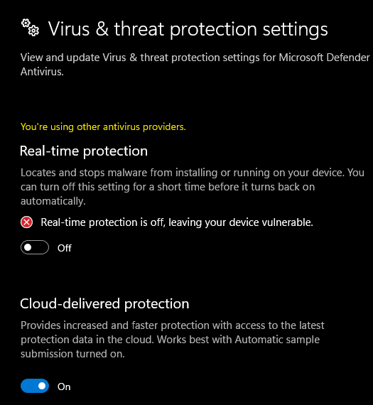 Cannot Turn on windows defender real time protection Window 11 