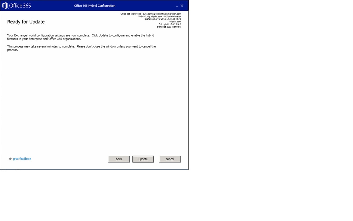 Office 365 Hybrid Configuration error (HCW8001 - unable to determine ...