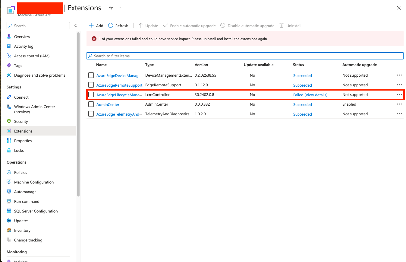 Azure HCI 23H2 LCM Controller Extension Failing - Microsoft Community