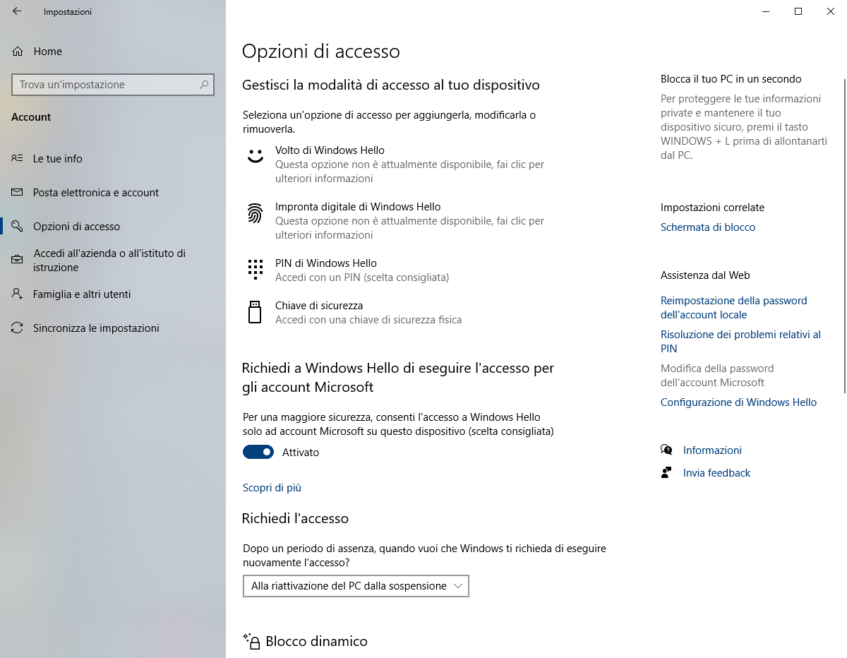 Opzioni Accesso Windows 10 - Microsoft Community