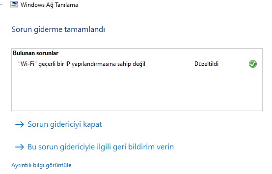 wifi gecerli bir ip yapilandirmasina sahip degil microsoft community