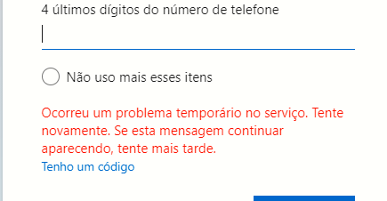 Ocorreu um problema temporário no serviço. Tente novamente. Se esta -  Microsoft Community