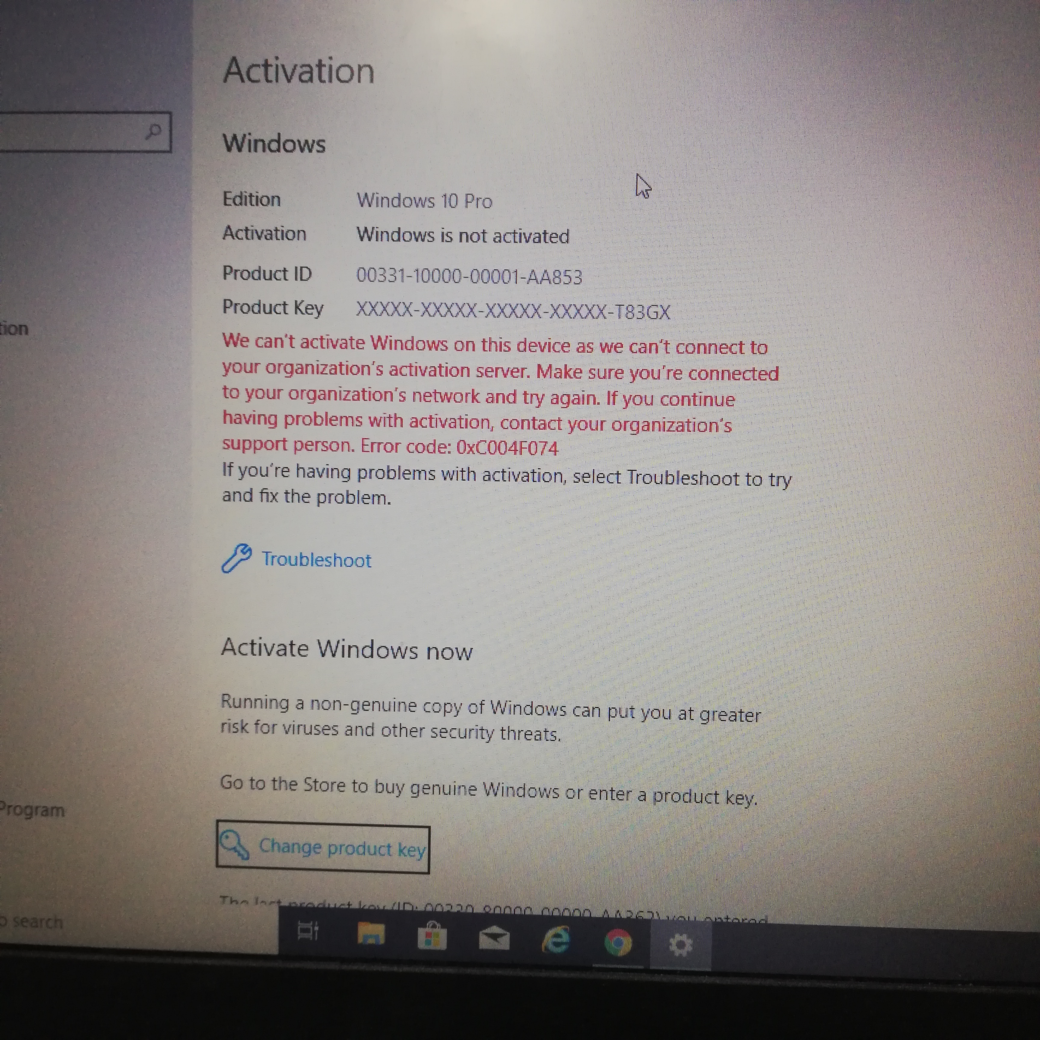 windows 10 pro activation key deactivated