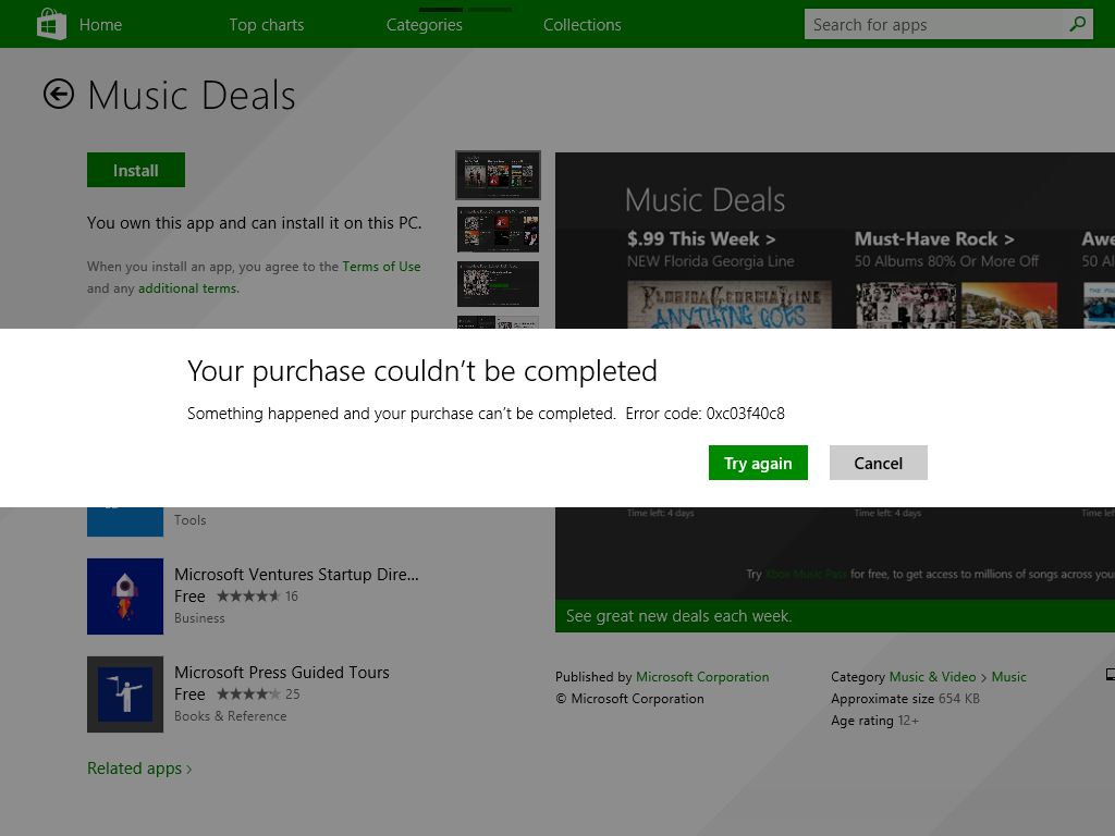 microsoft store app download error