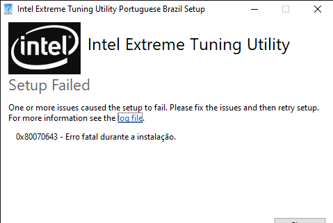 Como Resolver O Erro 0x80070643 No Intel Extreme Tuning Utility E No Microsoft Community