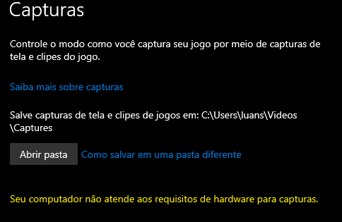 Xbox Game Bar [Seu computador não atende aos requisitos de hardware -  Microsoft Community