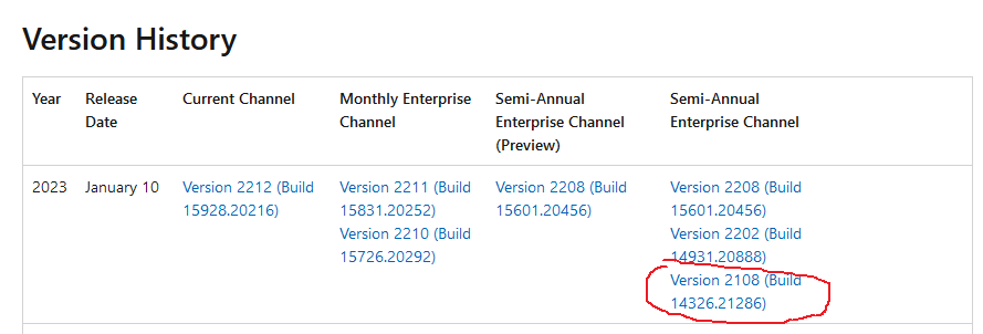 Semi-Annual Enterprise Channel O365 >>> Which build version should I -  Microsoft Community