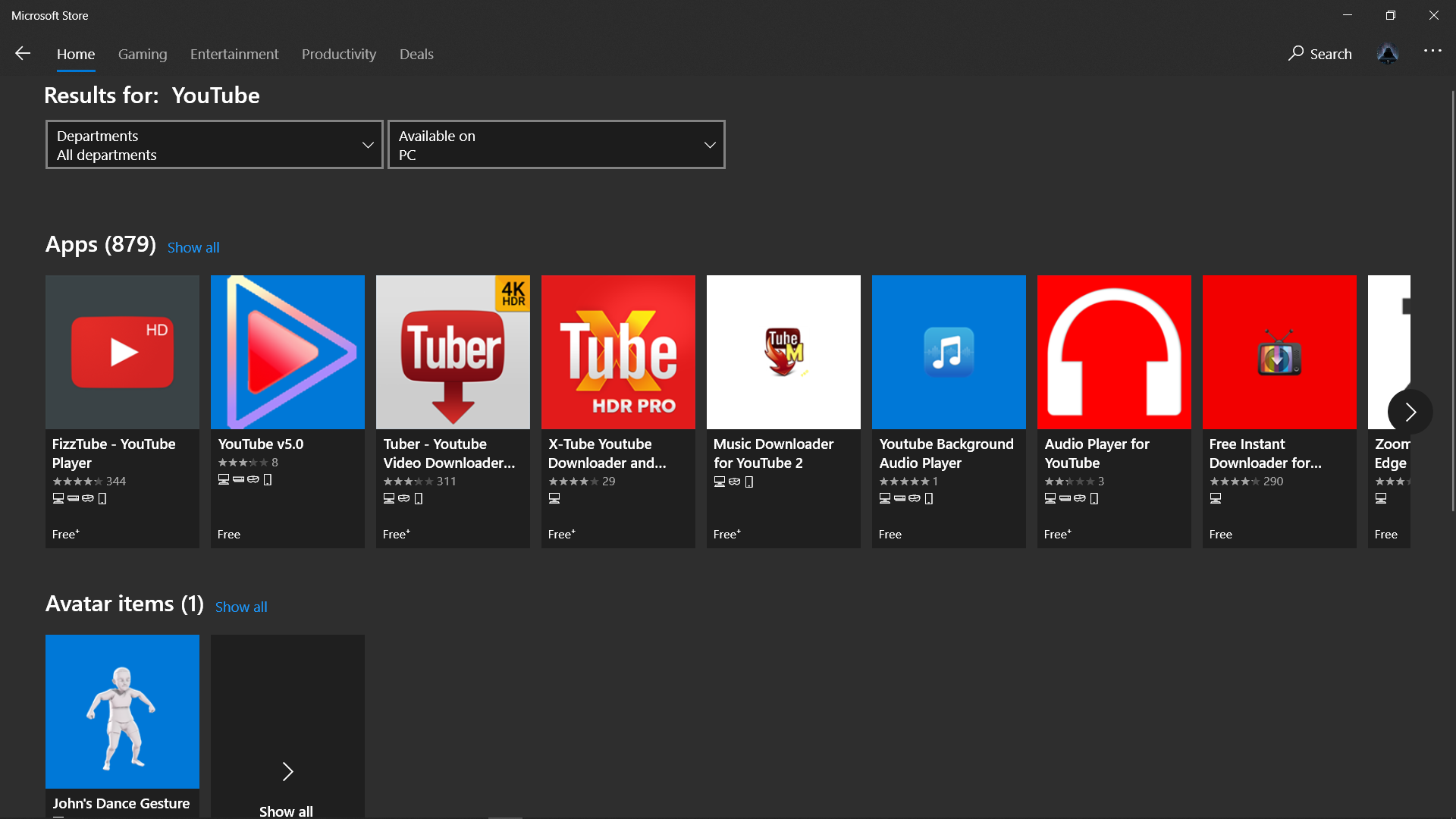 Microsoft Store ha YouTube?