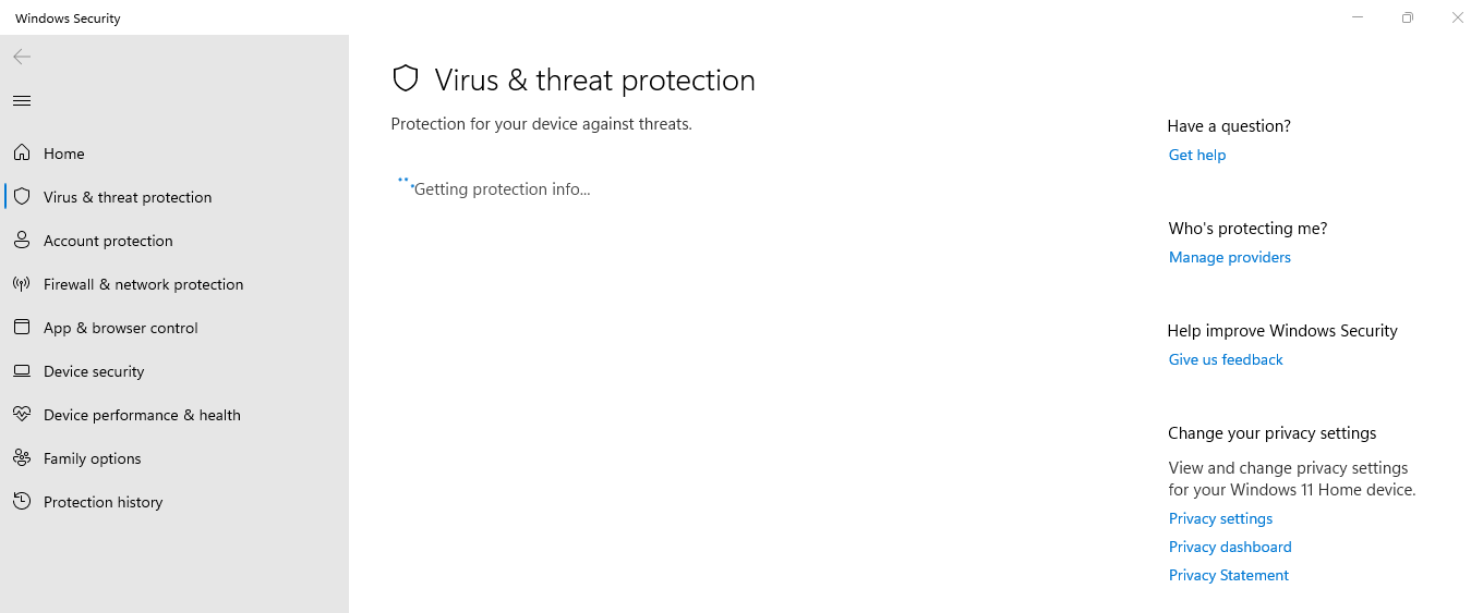 Windows Defender "getting Protection Info" - Microsoft Community