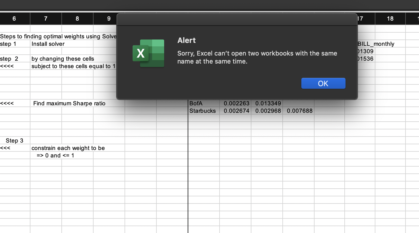 Error In My Excel Solver Macbook Microsoft Community