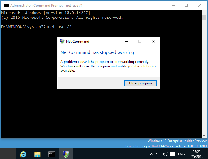 Net Command (C:\Windows\System32\net.exe) Not Working In 14257 ...