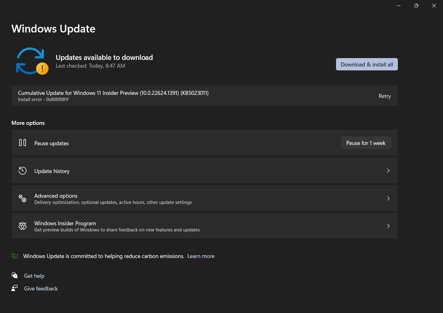 Cumulative Update for Windows 11 Insider Preview (10.0.22624.1391 ...