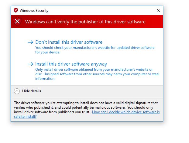 Windows Can T Verify The Publisher Of This Driver Software Issue