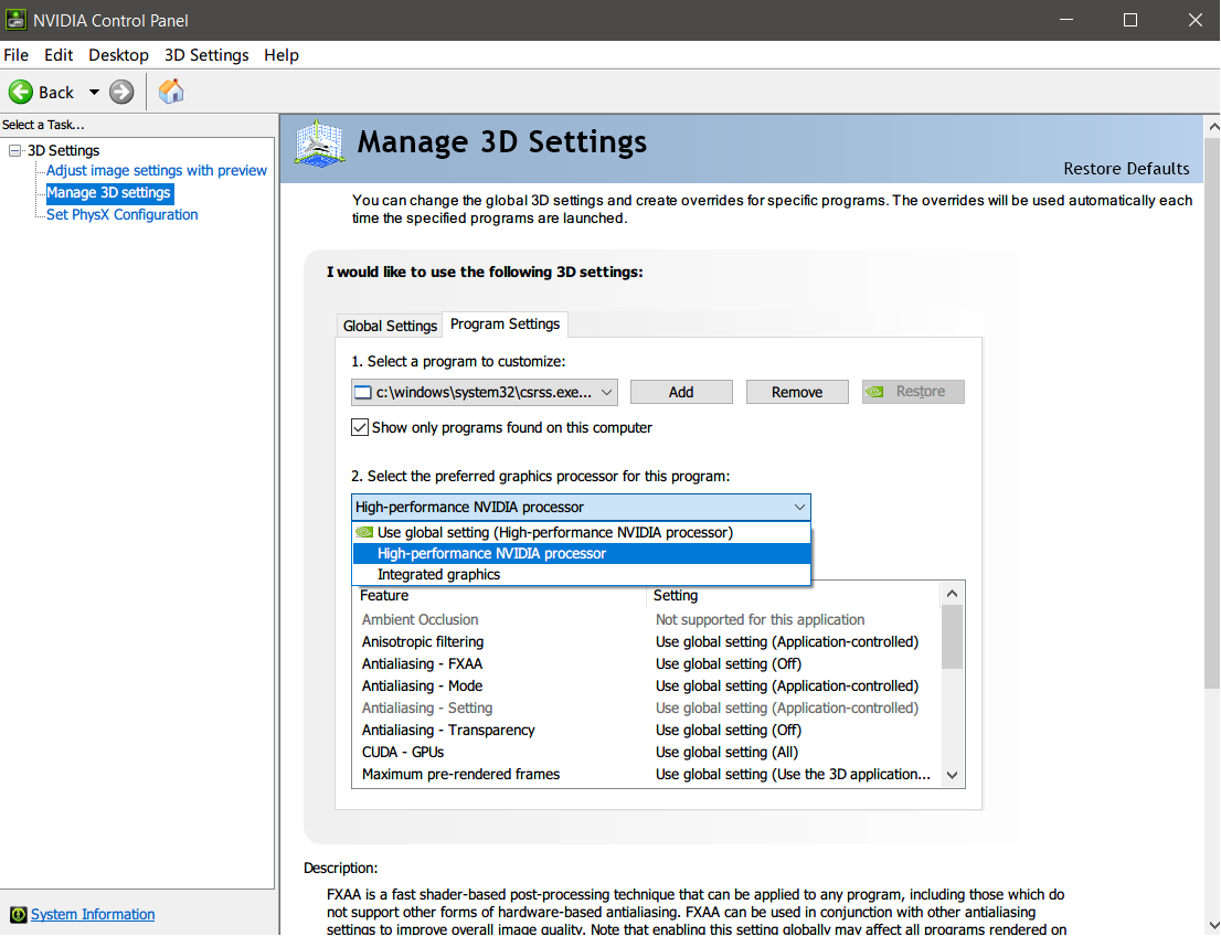 How To Force Dwm Exe To Use The Discrete Graphic Card