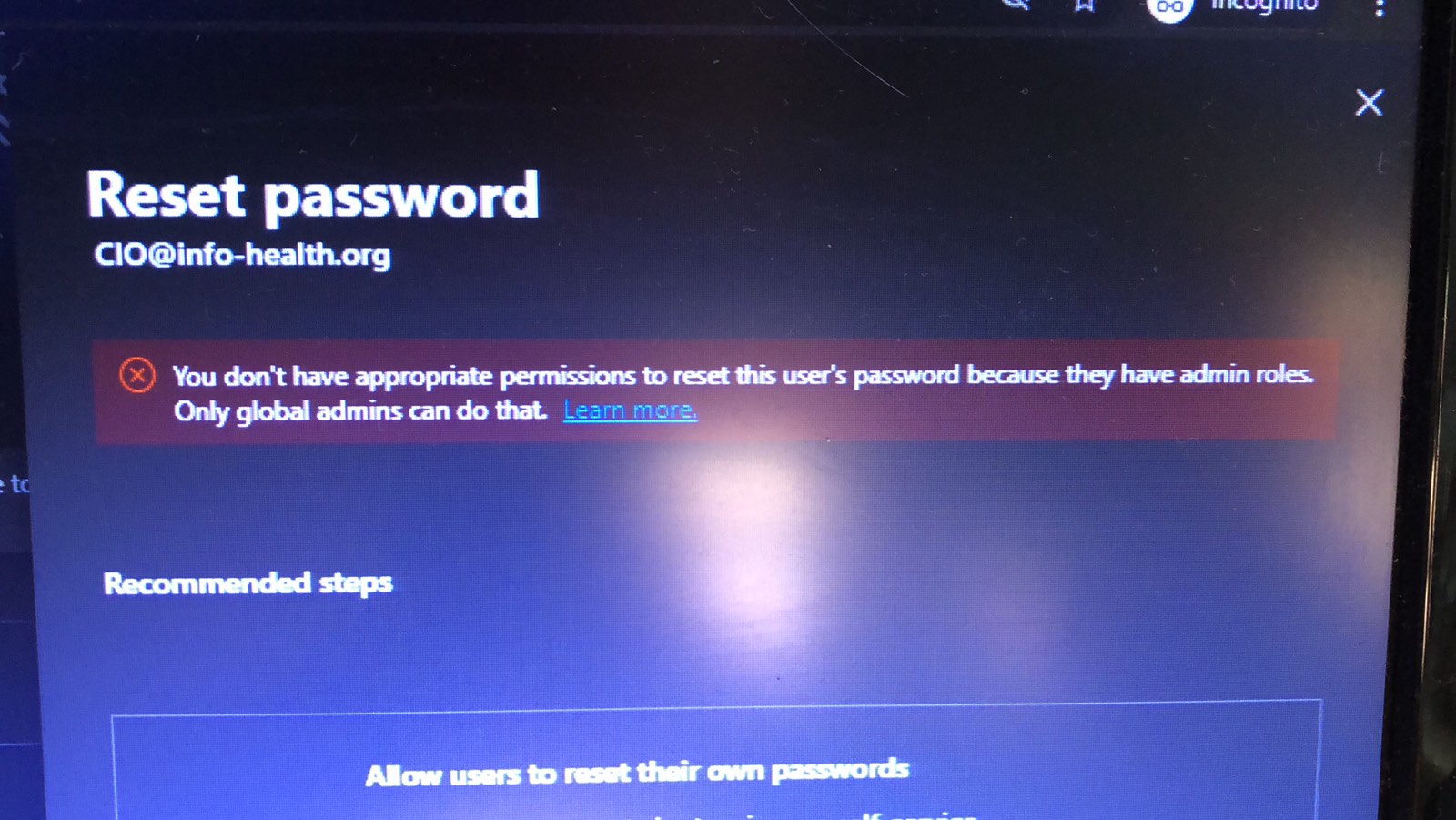 Global Admin Password Reset - Microsoft Community