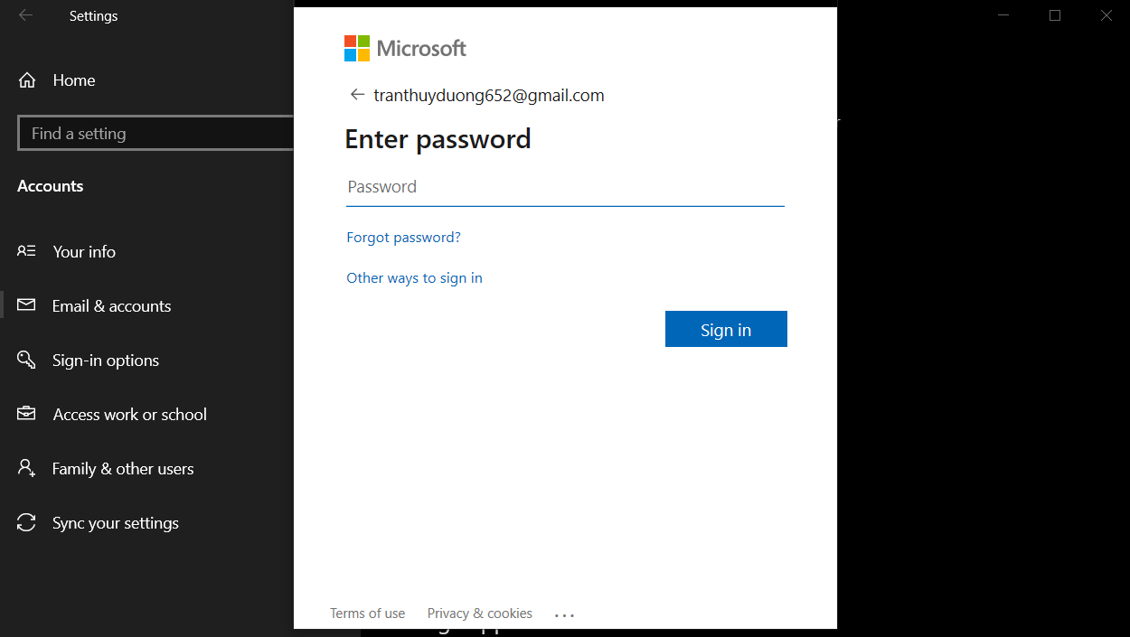 unable to add microsoft account in windows 10