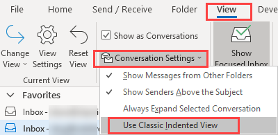 How do i turn off conversation history in outlook