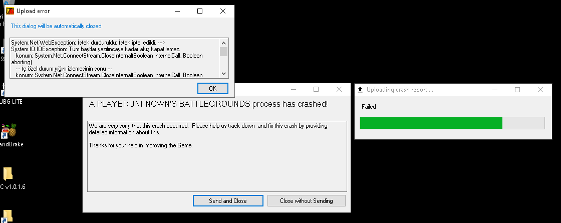 Windows 10 Da Pubg Crash Reporter Upload Error Hatasi Microsoft Community