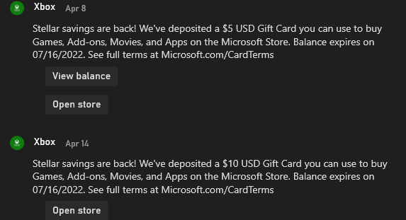 Microsoft xbox $5 clearance gift card