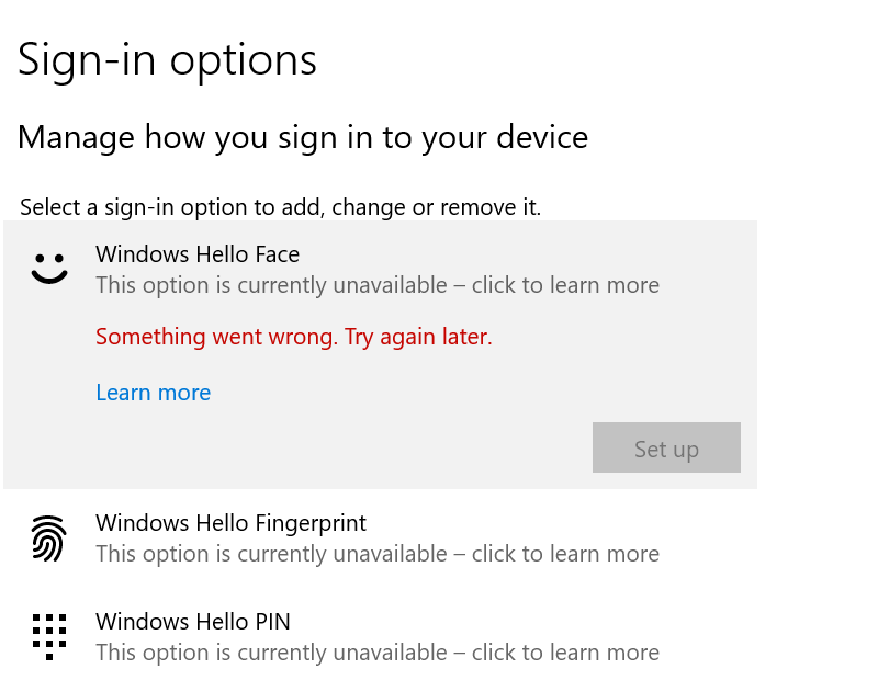 Windows Hello Face Sign In Broken - Microsoft Community
