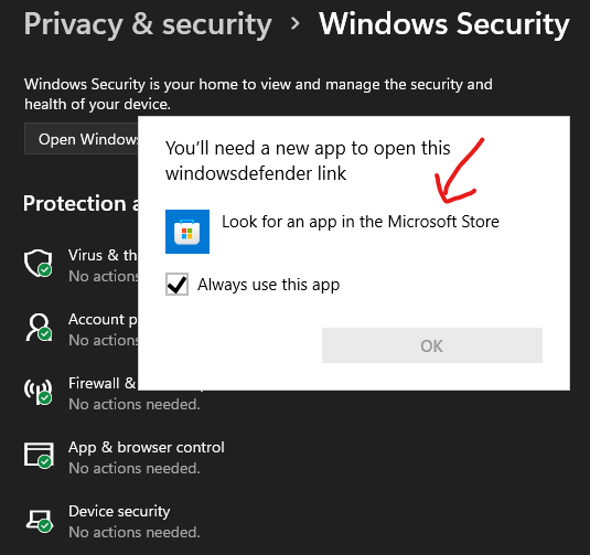 Windows Security will not open in Windows 11 Beta build 22000.132
