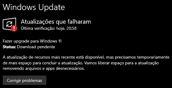 Está dando erro para baixar a atualização - Microsoft Community