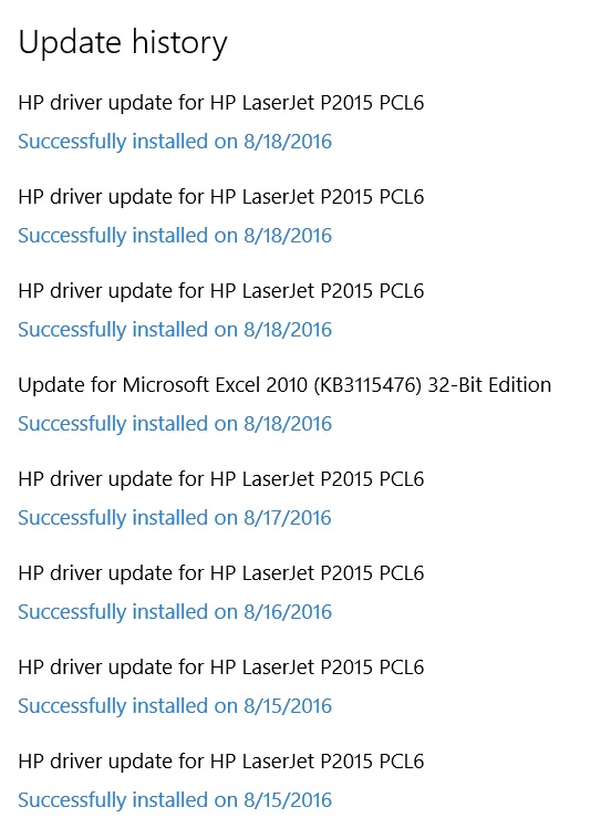 Windows 10 Daily Updates Hp Driver Update For Hp P2015 Pcl6 Microsoft Community