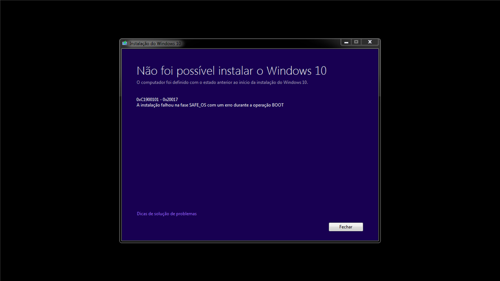 Ошибка 0xc1900101 0x20017 при установке windows 10