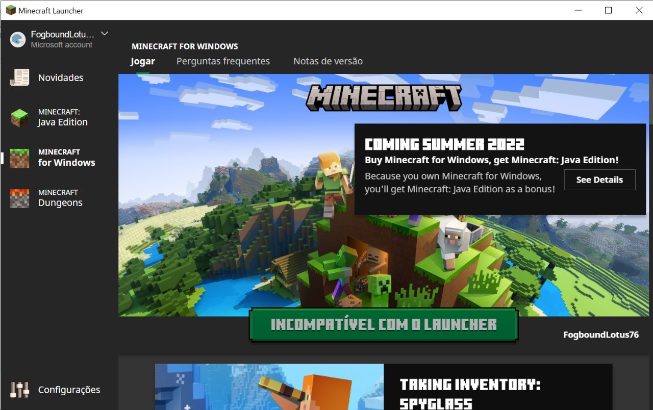 Não consigo jogar em servidores do Minecraft [Mod translation-I can't -  Microsoft Community