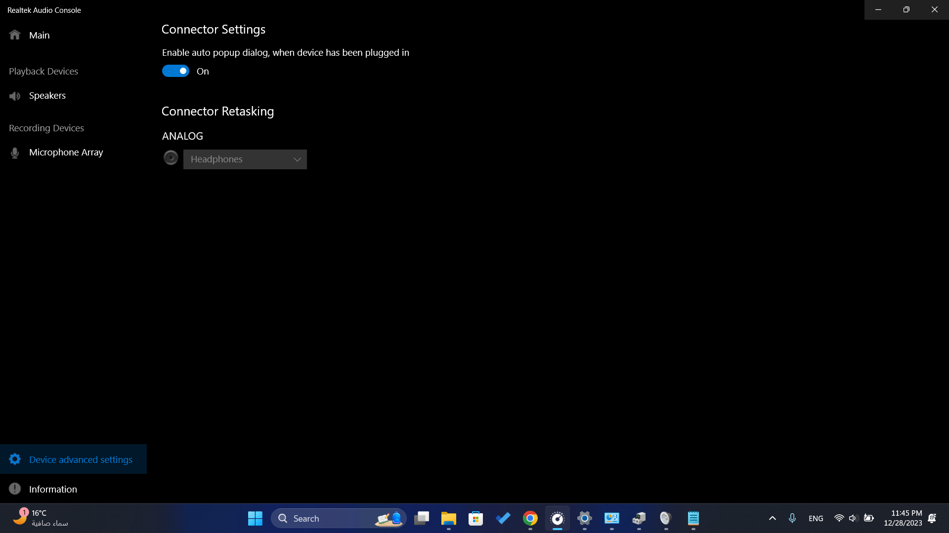 Laptop s own microphone shows not plugged in realtek r audio