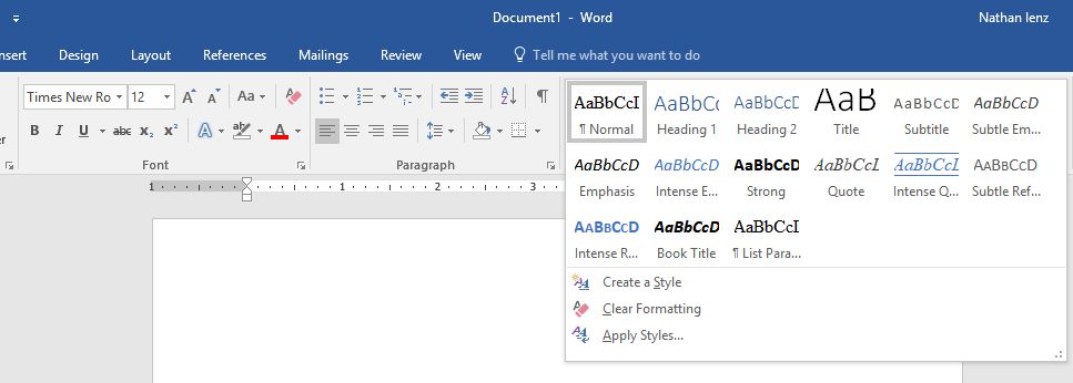 Microsoft word font types list