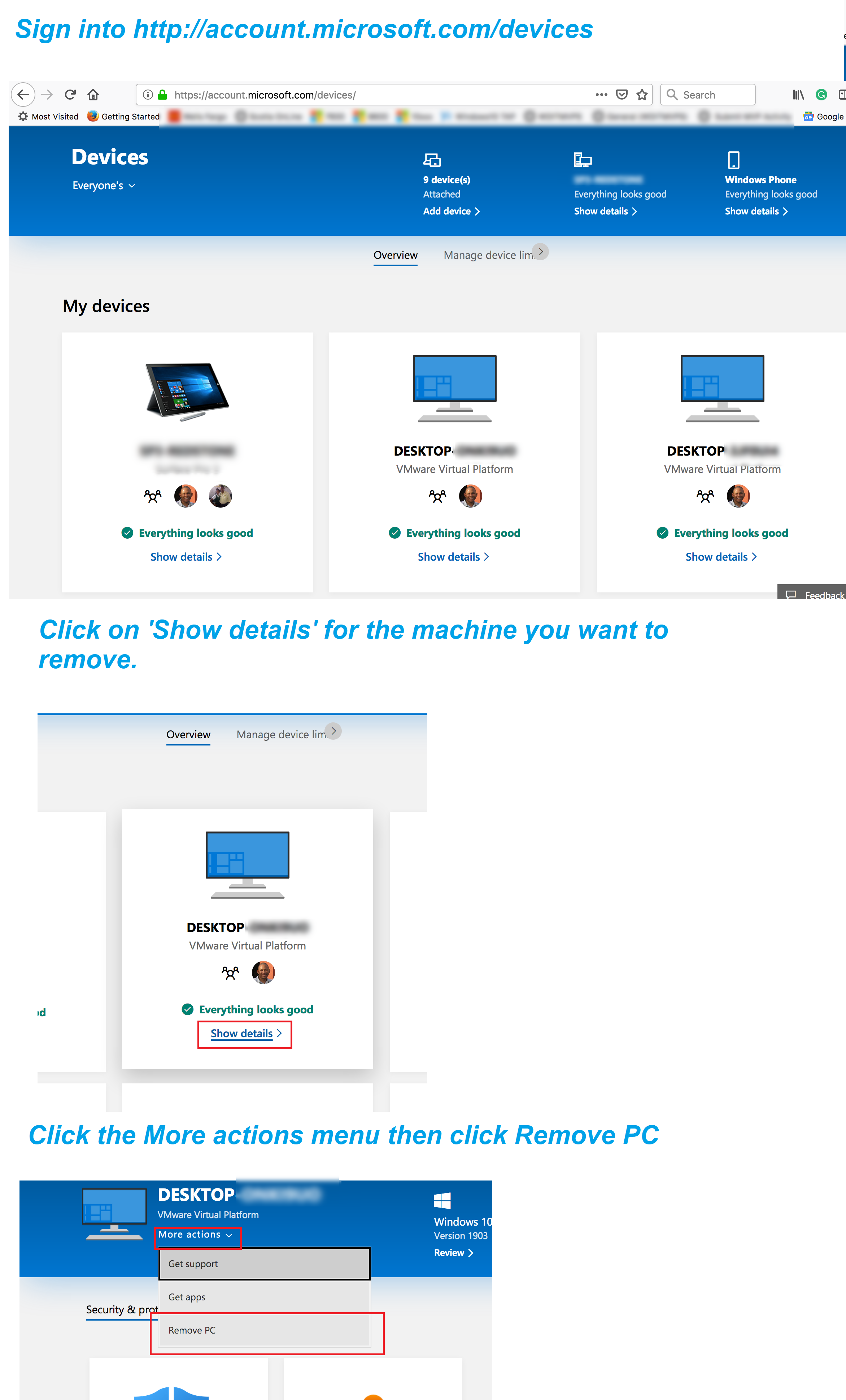 Remove Windows 10 Device from Microsoft Store Account