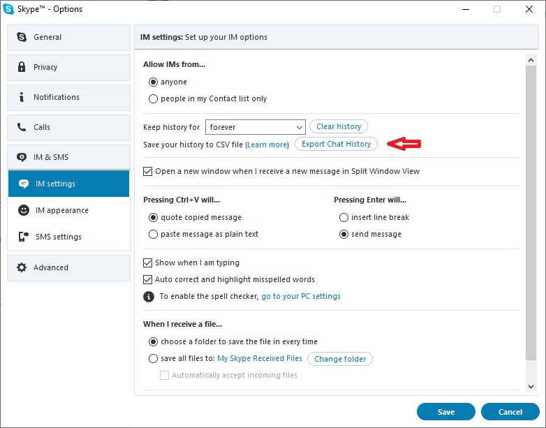 Chat skype can history you save How to